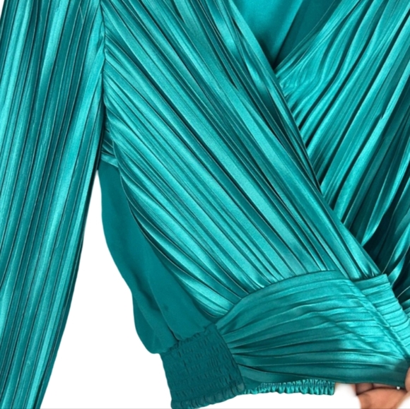 Japna Womens Emerald Pleated Wrap Blouse Size L - Picture 5 of 9